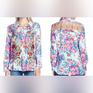 Aratta "Our Hearts" floral shirt floral prints and embroidery size L